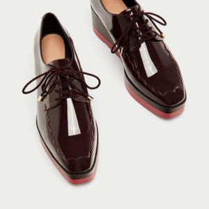 NWOT Zara Patent Leather Platform Wedge Shoes